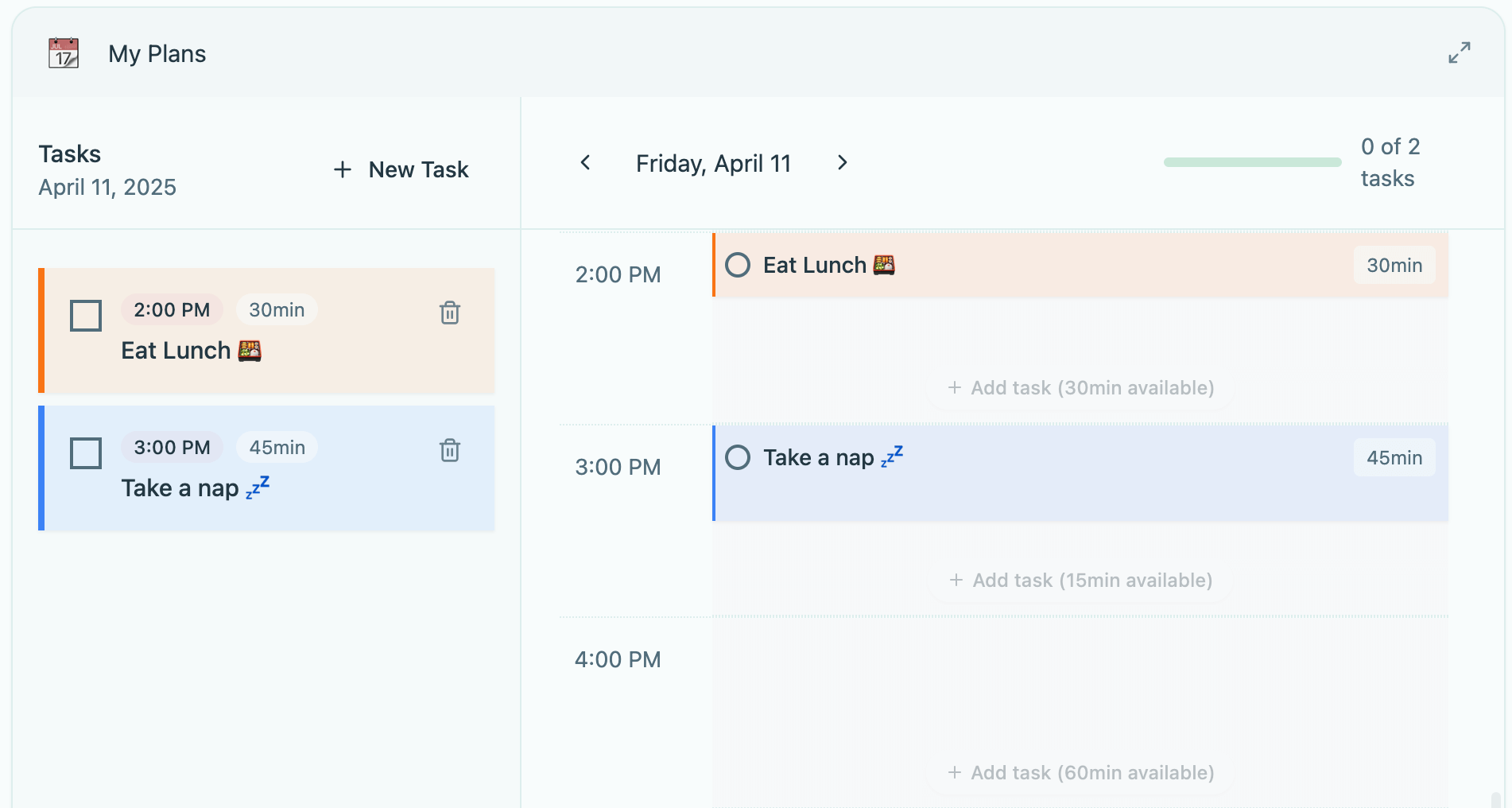 Smart day planner feature preview