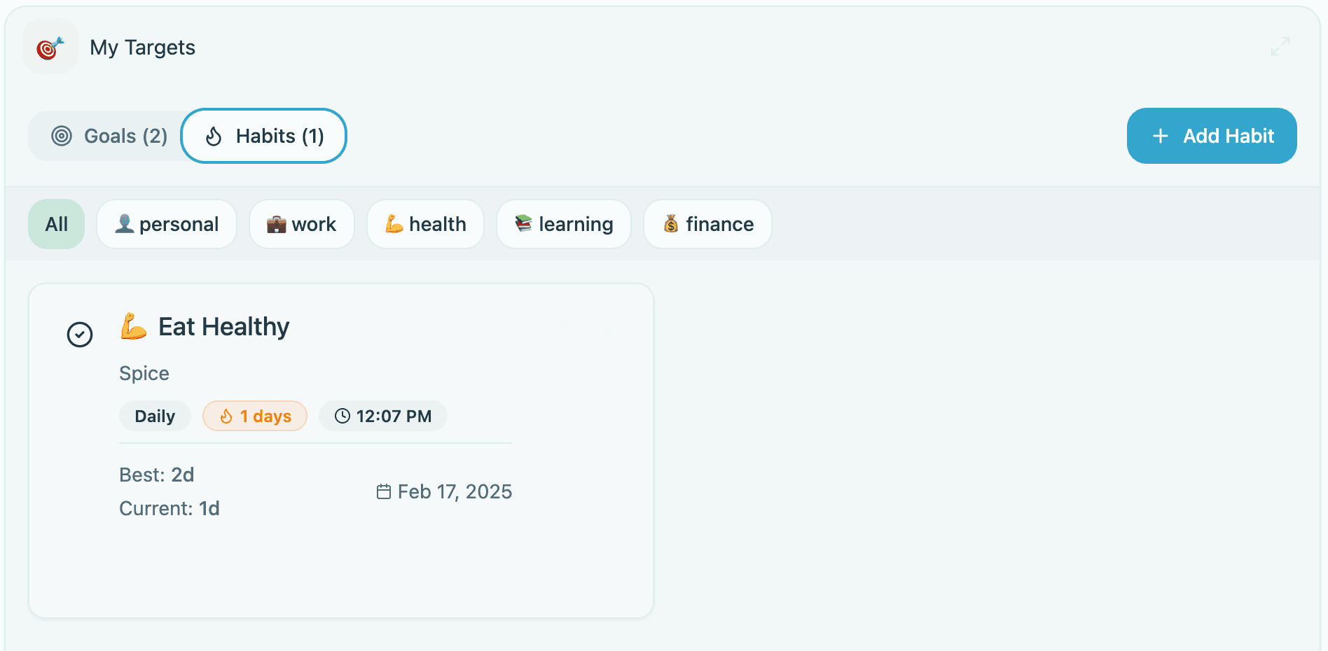 Goals and habits feature preview